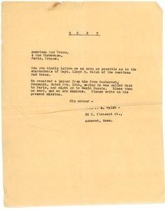 Letter from J. M. Walsh to American Red Cross