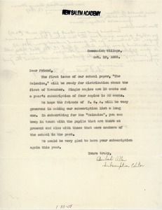 Letter from Beulah Allen to Mrs. Nathan J. Hunting