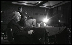 Panelists at the National Teach-in on the Vietnam War: view from rear stage