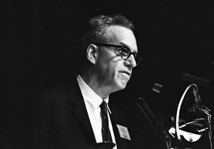 Jerome D. Frank (psychologist, Johns Hopkins University), speaking at the Youth, Non-Violence, and Social Change conference, Howard University