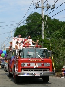 Old fire engine from Dennis in the Provincetown Carnival parade