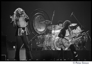 Robert Plant (vocals), on stage with John Bonham (drums) and Jimmy Page  (guitar) in concert with Led Zeppelin at the Forum in Inglewood - Digital  Commonwealth