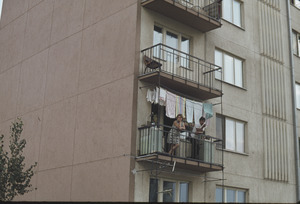 Apartment building balconies