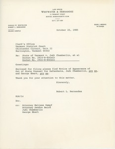 Letter from Robert L. Hernandez to the clerk's office