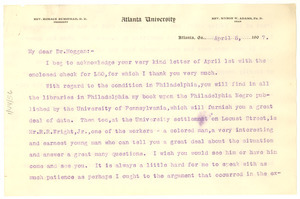 Letter from W. E. B. Du Bois to Frances Hoggan