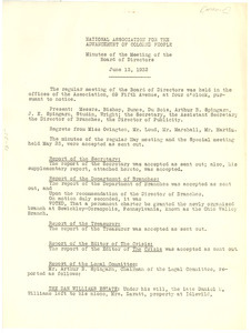 NAACP Minutes of the Meeting of the Board of Directors