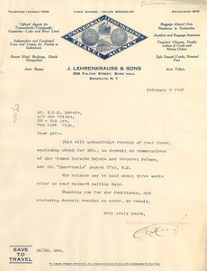 Letter from Universal-Lehrenkrauss Travel Agency to W. E. B. Du Bois