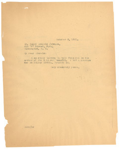 Letter from W. E. B. Du Bois to Henry Lincoln Johnson