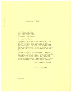 Letter from W. E. B. Du Bois to Thomas F. Shaw