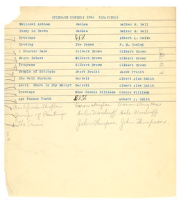 List of entries for the Spingarn Contest in drawings