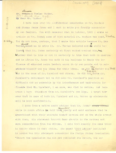 Letter from W. E. B. Du Bois to Anson Phelps Stokes