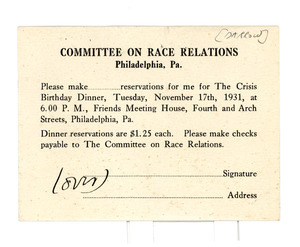 Letter from Clarence Darrow to Committee on Race Relations