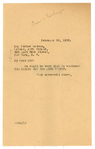 Letter from W. E. B. Du Bois to Arts Weekly