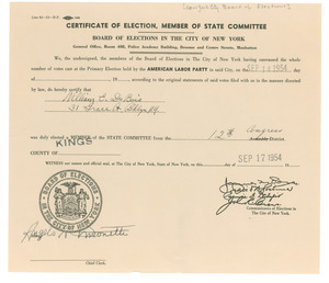 Certificate of election
