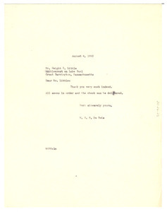 Letter from W. E. B. Du Bois to Dwight R. Little