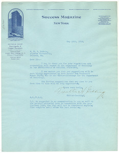 Letter from the Editor of Success Magazine to W. E. B. Du Bois