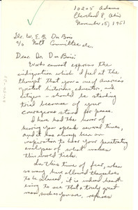 Letter from Edith Gaines to W. E. B. Du Bois