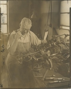 Jacob Kunkel working on a brace in the artificial limb shop