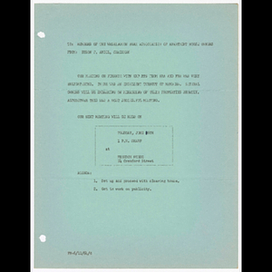 Memorandum from Byron F. Angel, Chairman to members of the Washington Park Association of Apartment House Owners about meeting on June 16, 1964