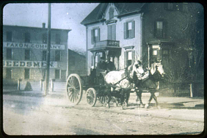 Around 1892, Saugus Center, Saugus Street & Beacon St, Roland & Daniel Mansfield, M.B. Faxon Seed Co.