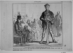 OUVERTURE DE LA CHASSE. LA POSE DANS LA GARE DU CHEMIN DE FER. Parisien bien résolu à détruire cette année tous les lièvres qui infestent la plaine St. Denis...., avec l'aide des nouvelles balles foudroyantes de Devismes.