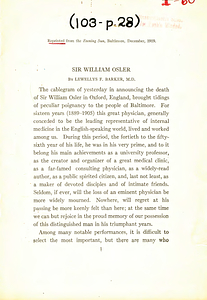 Sir William Osler (obituary)