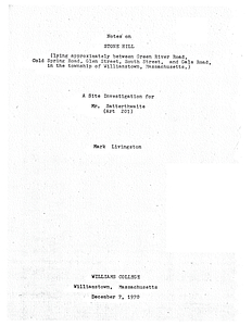 Notes on Stone Hill: a site investigation for Mr. Satterthwaite