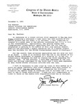 Letter from John Joseph Moakley to Tom Tweeten, Deputy Director of Operations, Central Intelligence Agency regarding a statement John Joseph Moakley made in a New York Times article in which he referenced the CIA's role in the Jesuit murder investigation, 6 December 1991