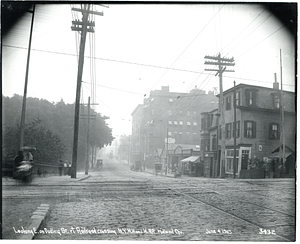 Looking east on Dudley Street at railroad crossing, New York-New Haven and Hudson River Railroad Midland Division