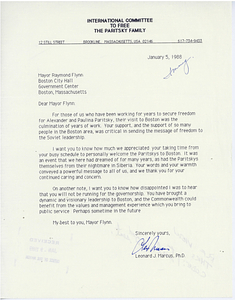Letter from Leonard J. Marcus to Mayor Raymond L. Flynn