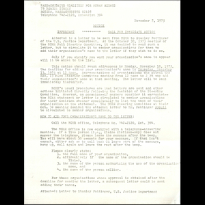 Meeting minutes, Massachusetts Coalition for Human Rights, November 7, 1975.
