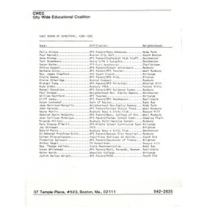CWEC Board of Directors, 1984 - 1985.