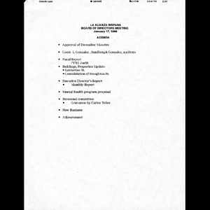Meeting materials for January 17, 1996