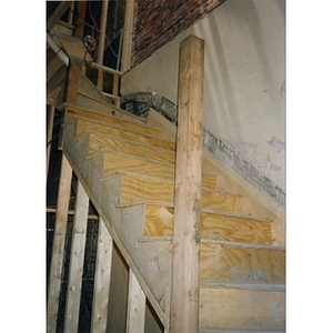 A staircase under construction in the building at 326 Shawmut Avenue.