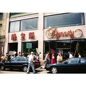 Demonstrators picket for back wages for workers at Dynasty Restaurant