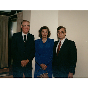 George and Lorraine Snell posing with an unidentified man on the day of ...