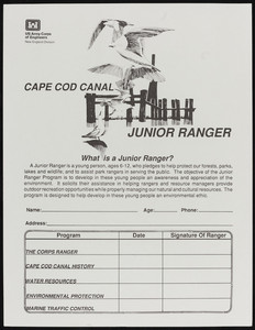 Cape Cod Canal Junior Ranger flyer