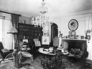 Interior view of Elmwood, the James Russell Lowell House, library, Cambridge, Mass., undated