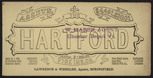 Trade card for the Hartford Fire Insurance Company, Hartford, Connecticut, 1885