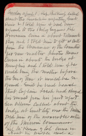 Thomas Lincoln Casey Notebook, February 1890-April 1890, 61, Sunday April 1