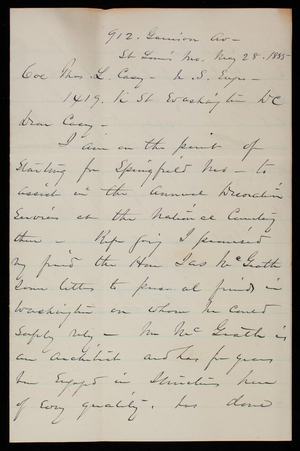 W. Sherman to Thomas Lincoln Casey, May 28, 1885