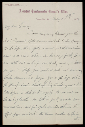 Henry H. Hodges to Thomas Lincoln Casey, May 18, 1891