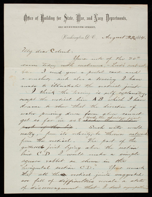 Bernard R. Green to Thomas Lincoln Casey, August 22, 1884