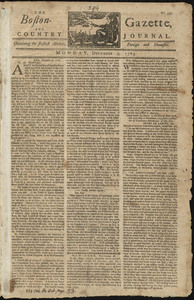 The Boston-Gazette, and Country Journal, 9 December 1765