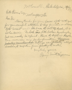 Letter from Benjamin Smith Lyman to C. H. Pierce
