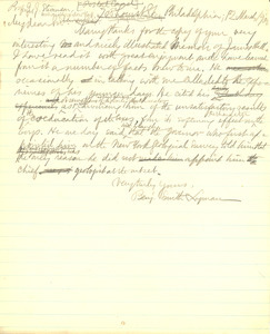 Letter from Benjamin Smith Lyman to Professor John J. Stevenson