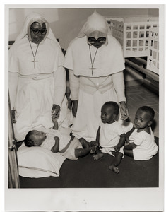 A sister with a patient in a ward of Butha Buthe Mission Hospital ...