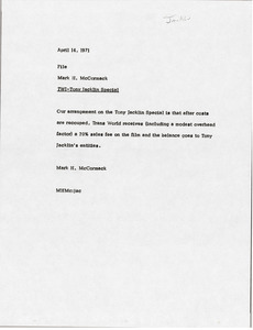 Memorandum from Mark H. McCormack to file