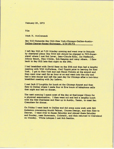 Memorandum from Mark H. McCormack to travel file