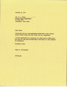 Letter from Mark H. McCormack to Hank J. Nave